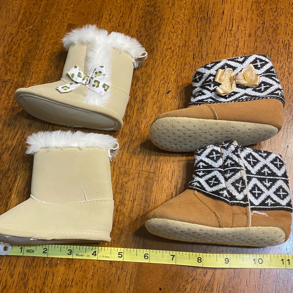 Child of mine and unbranded pair of boots. (2pair) Size 2.  Infant winter boots.